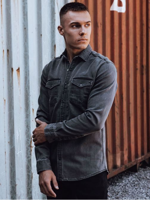 Moška temno siva majica iz džinsa