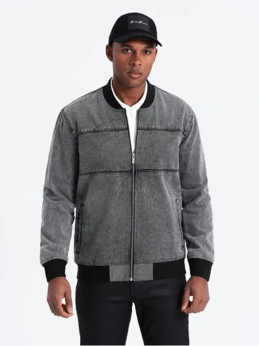 Jeans siva jakna v bomber stilu C558