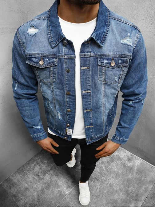 Nebeško modra jeans jakna brez kapuce NB/MJ507B