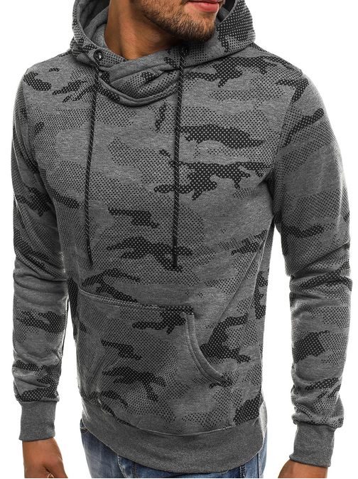 Vojaški pulover s kapuco barve grafit JS/DD131-10Z
