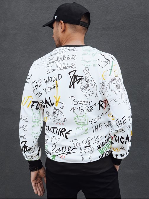 Zanimiv bel moški pulover