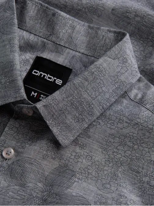 Trendovska siva majica s cvetličnim potiskom V3 SHCS-0157