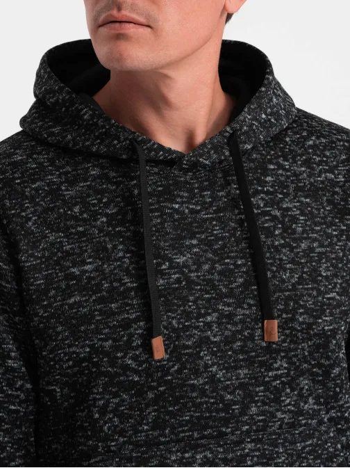 Nevsakdanji meliran grafit pulover s kapuco V2 SSNZ-0147
