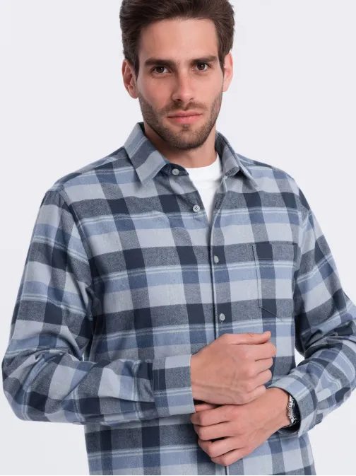 Originalna flanelna karo modra siva srajca V1 SHCS-0150