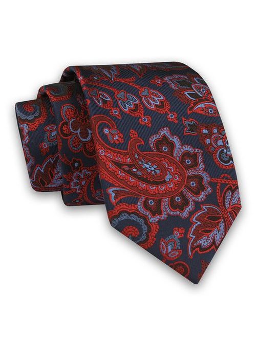 Temno modra moška kravata - rdeča Orient