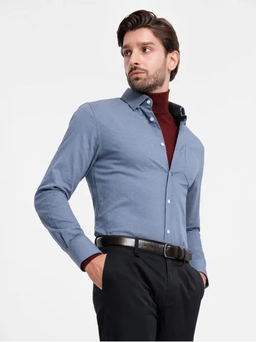 Elegantna modra slim-fit srajca V1 SHCS-0174