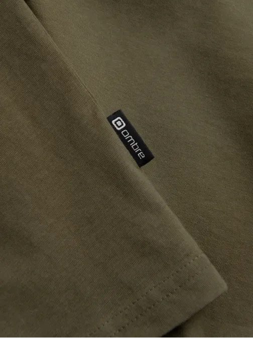 Olivno zelena majica z dolgimi rokavi in V-izrezom V2 LSBL-0108