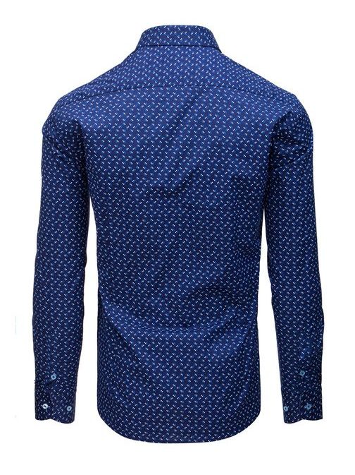 Modra moška srajca s stilskim vzorcem