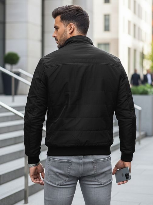 Prehodna moderna črna jakna brez kapuce