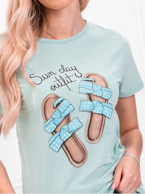 Ženska modna majica v barvi mete Sun day outfit SLR022