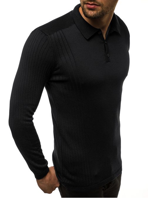 Elegantni moški črn pulover O/95005Z