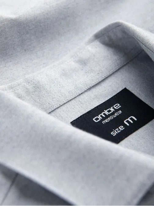 Moška siva srajca meliert z žepom na prsih V2 K694