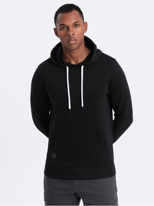 Nevsakdanji črn pulover s kapuco V1 OM-SSBN-0120