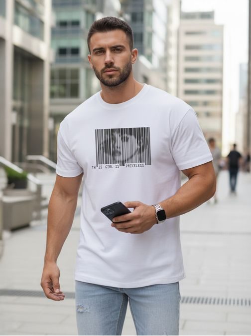 Originalna bela moška majica s potiskom