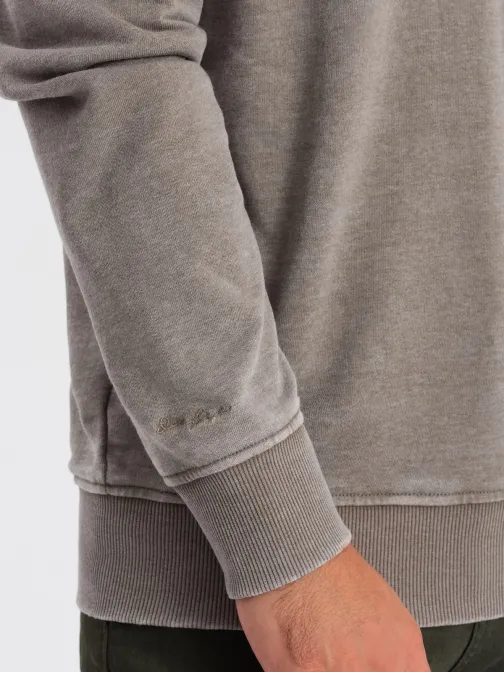 Bež pulover z okrasnimi šivi V2 SSDS-0131