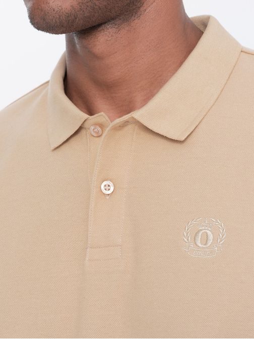 Preprosta bež polo majica S1374