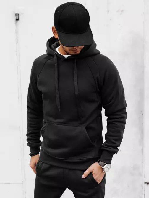 Atraktiven pulover s kapuco v črni barvi