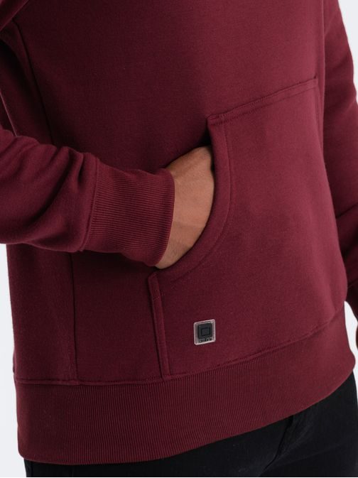 Nevsakdanji vinsko rdeč pulover s kapuco V7 OM-SSBN-0120