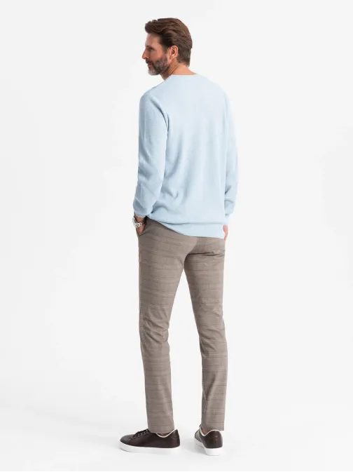 Edinstven svetlo moder pulover z vzorcem V2 SWSW-0142