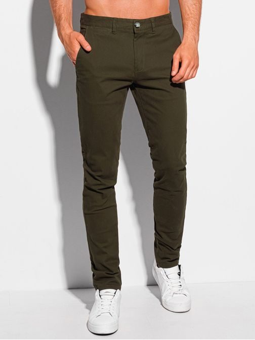 Elegantne chinos hlače v kaki barvi P1089