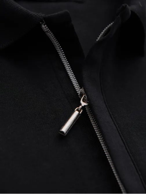 Moška črna polo majica z zadrgo V6 POSS-0148