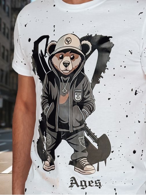 Bela moška majica s krepkim tiskom