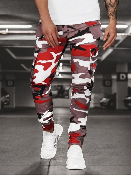 Moderne army bordo-bež jogger hlače G/2788