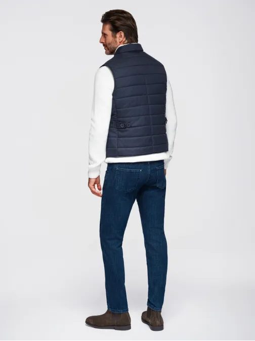 Moški temno modri prešiti elegantni telovnik V3 JAVJ-0275