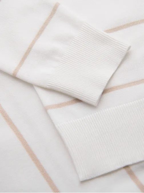 Moška bež črtasta polo majica V4 POSS-0145