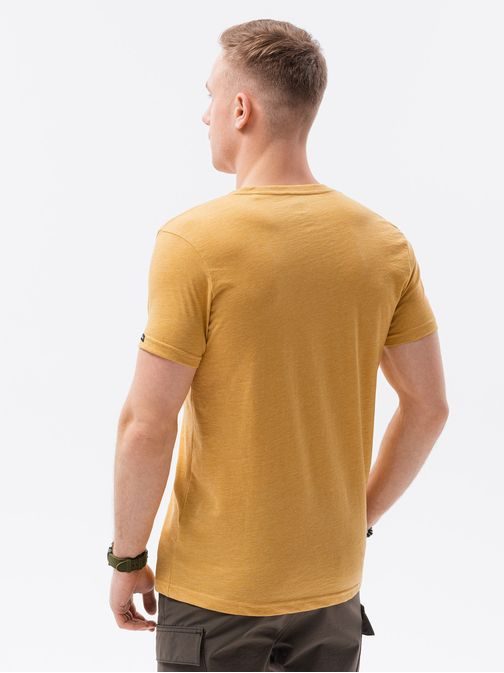 Preprosta melirana majica v gorčični barvi S1369