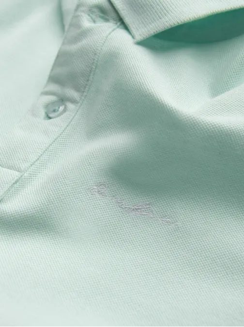 Bombažna svetlo zelena polo majica z nežnim napisom V1 S1746