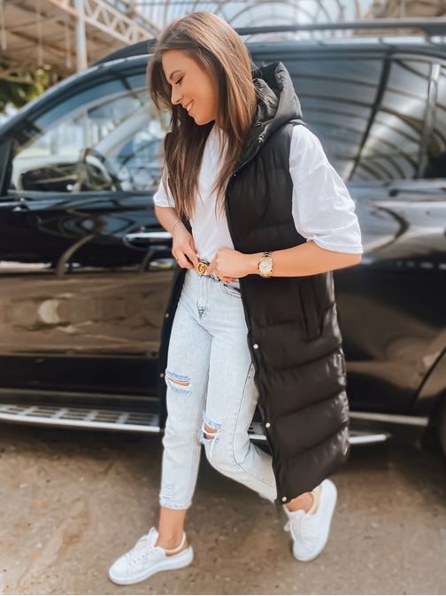 Prešit ženski brezrokavnik v črni barvi Ella