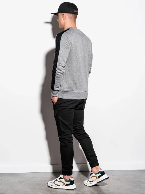 Čudoviti siv pulover brez kapuce B1081