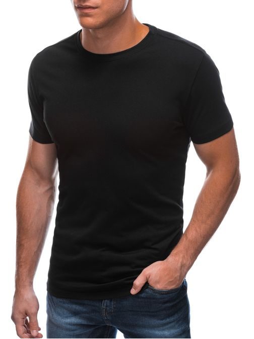 Črna bombažna majica s kratkimi rokavi S1683