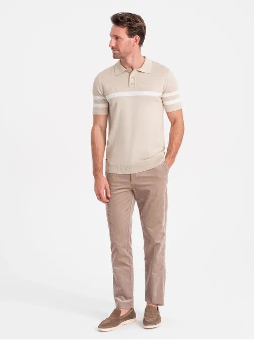 Trendovska bež polo majica V4 POSS-0118