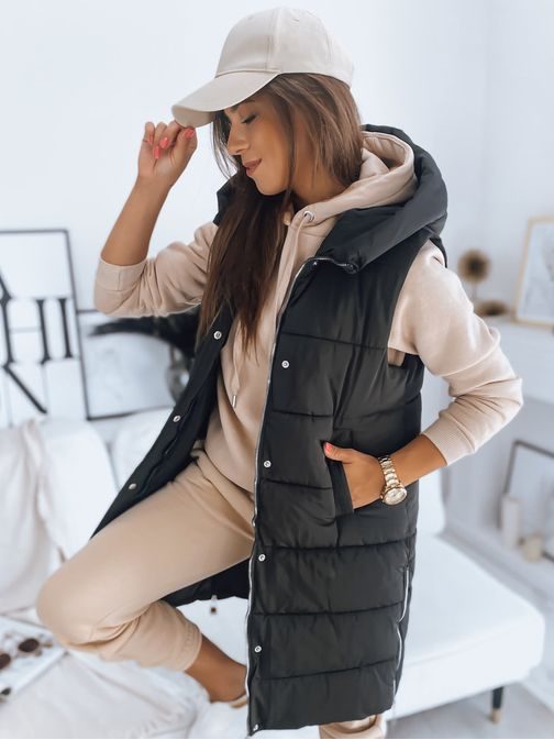 Trendovski ženski črn brezrokavnik Noelia