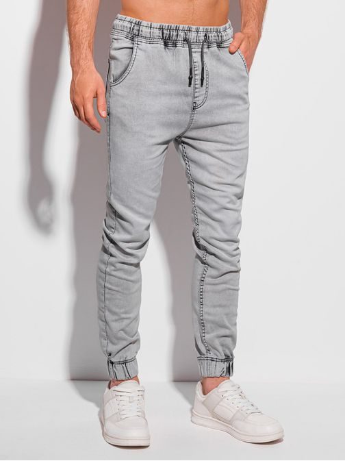 Trendovske svetlo črne jogger hlače P1038