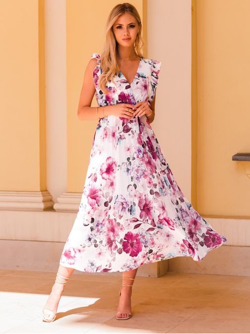 Ženska bela obleka edinstvenega izgleda DLR077