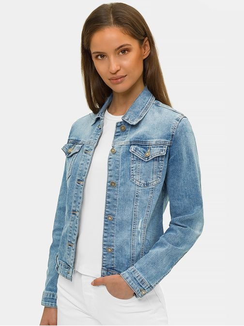 Ženska modna jeans jakna v nebeško modri barvi O/WL2149
