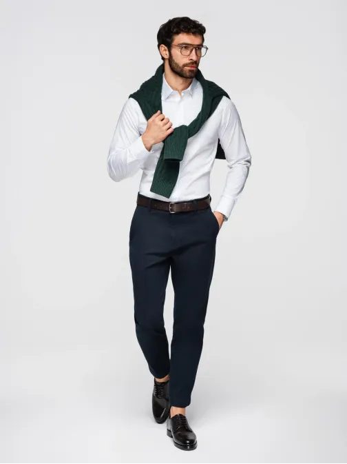 Bela moška srajca z majhnim vzorcem V1 K698