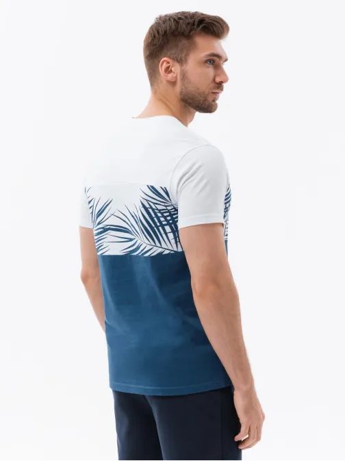 Temno modra majica s poletnim potiskom V1 TSPT-0177