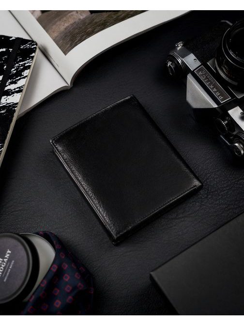 Črna usnjena elegantna denarnica Rovicky