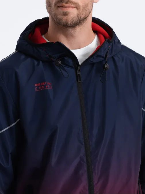 Športna prehodna jakna z odsevnimi elementi modra v3 om-janp-0105