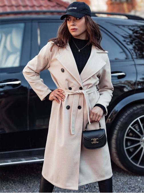 Čudovit ženski bež dolg plašč Cashmely