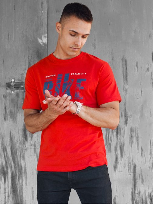 Trendovska rdeča majica z napisom bike
