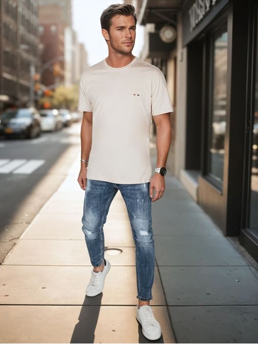 Trendovska svetlo rjava majica s kratkimi rokavi in ​​logotipom