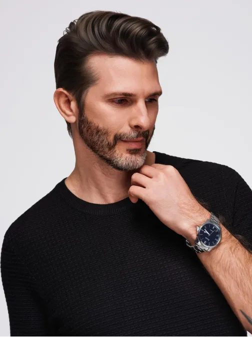 Črna moška pletena majica V3 TSCT-0253