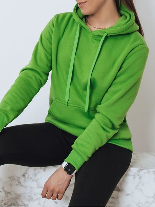 Edinstven svetlo zelen ženski pulover s kapuco Basic