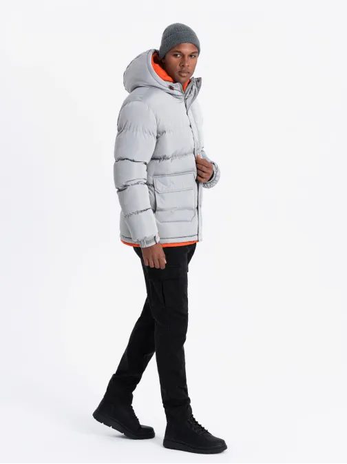 Športna siva prešita zimska jakna V3 JAHP-0208