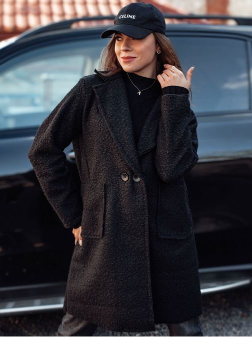 Ženski oversized črn dolg plašč Baralite